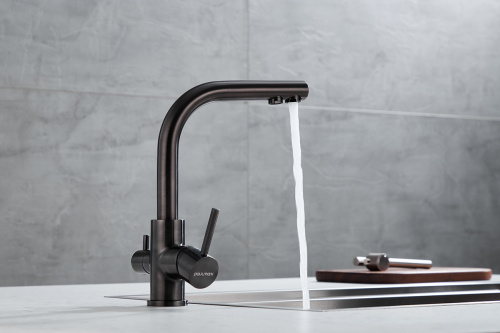 Смеситель для кухни Paulmark ESSEN Es213011-GM на мойку вороненая сталь - фото 3